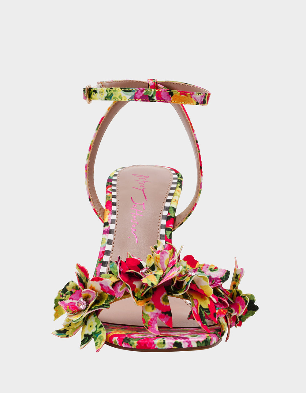 Betsey Johnson HILLEY GREEN FLORAL MULTI Women's Floral High Heel Stiletto Sandal