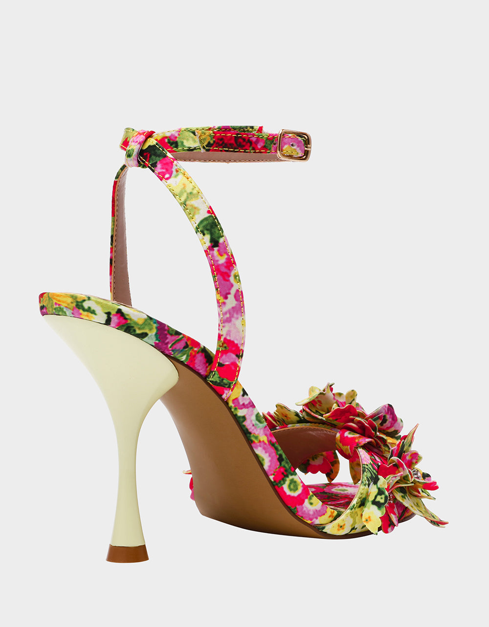 Betsey Johnson HILLEY GREEN FLORAL MULTI Women's Floral High Heel Stiletto Sandal