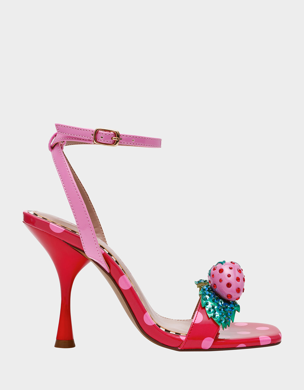 Betsey Johnson ADDISON Red/Pink Multi Women's Strappy Square-Toe Heel