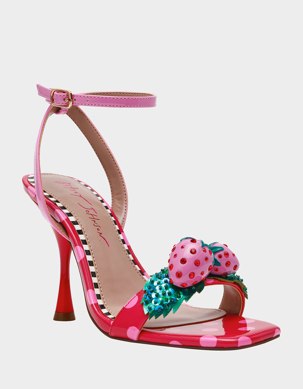 Betsey Johnson ADDISON Red/Pink Multi Women's Strappy Square-Toe Heel