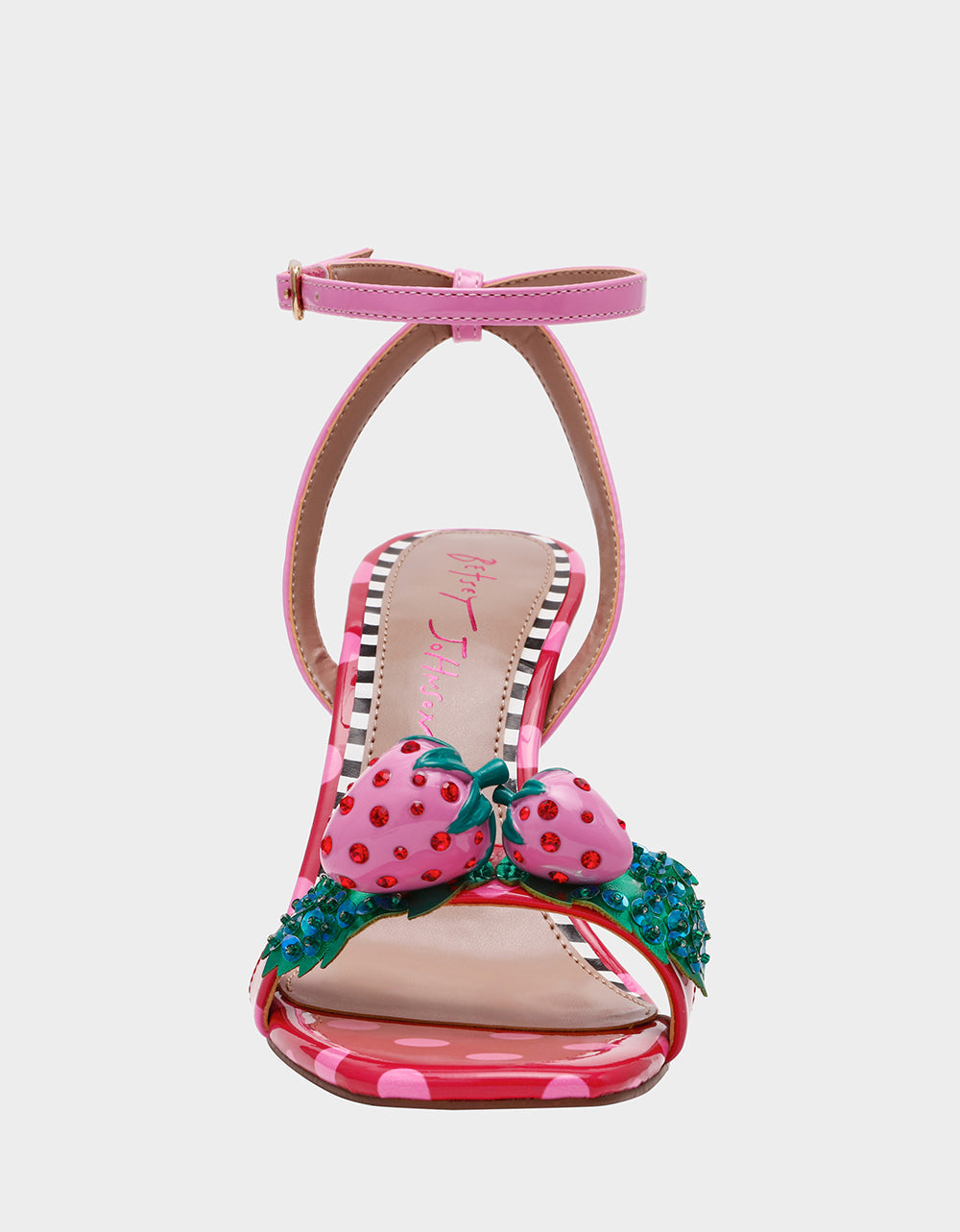 Betsey Johnson ADDISON Red/Pink Multi Women's Strappy Square-Toe Heel
