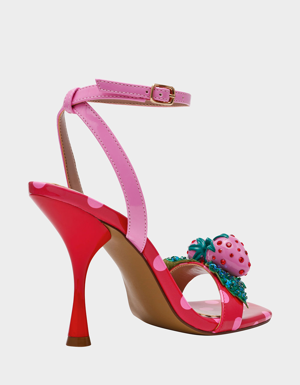 Betsey Johnson ADDISON Red/Pink Multi Women's Strappy Square-Toe Heel