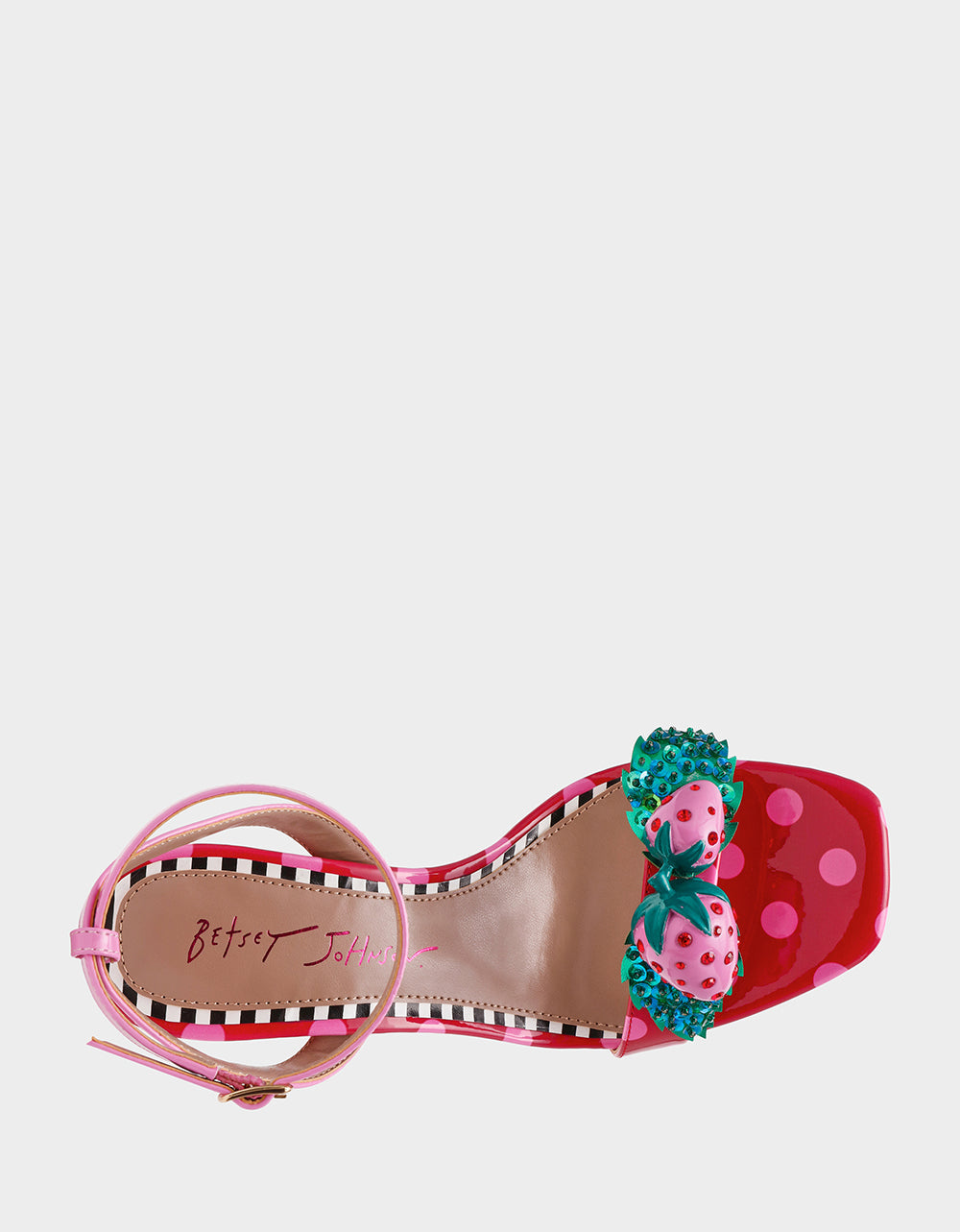 Betsey Johnson ADDISON Red/Pink Multi Women's Strappy Square-Toe Heel