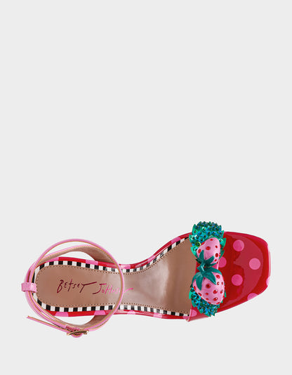 Betsey Johnson ADDISON Red/Pink Multi Women's Strappy Square-Toe Heel