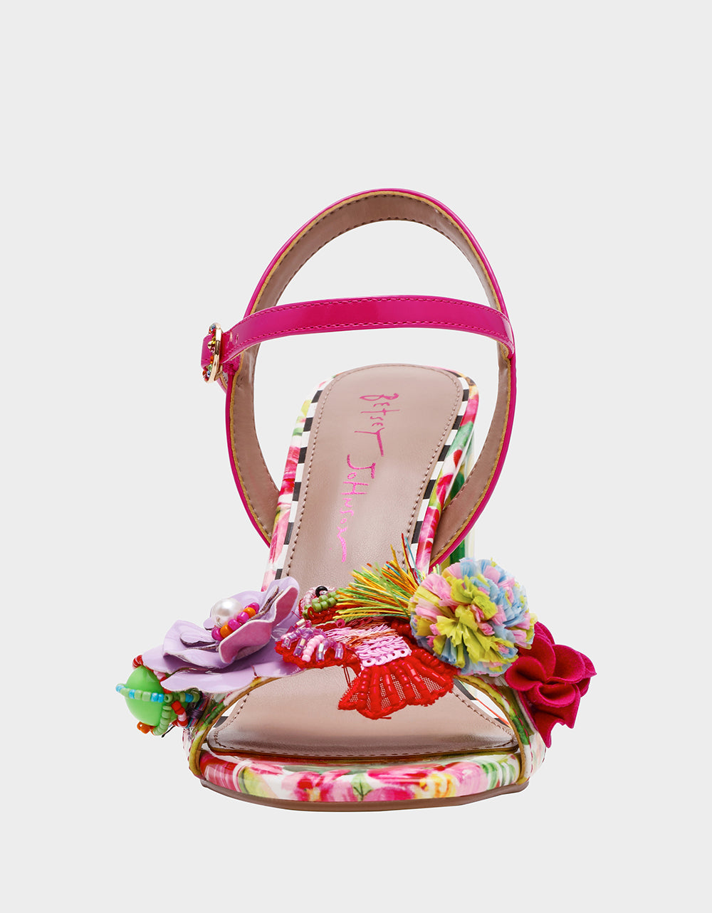 Betsey Johnson MASEN BRIGHT MULTI Women's Square-Toe Block Heel Floral Decal Heel