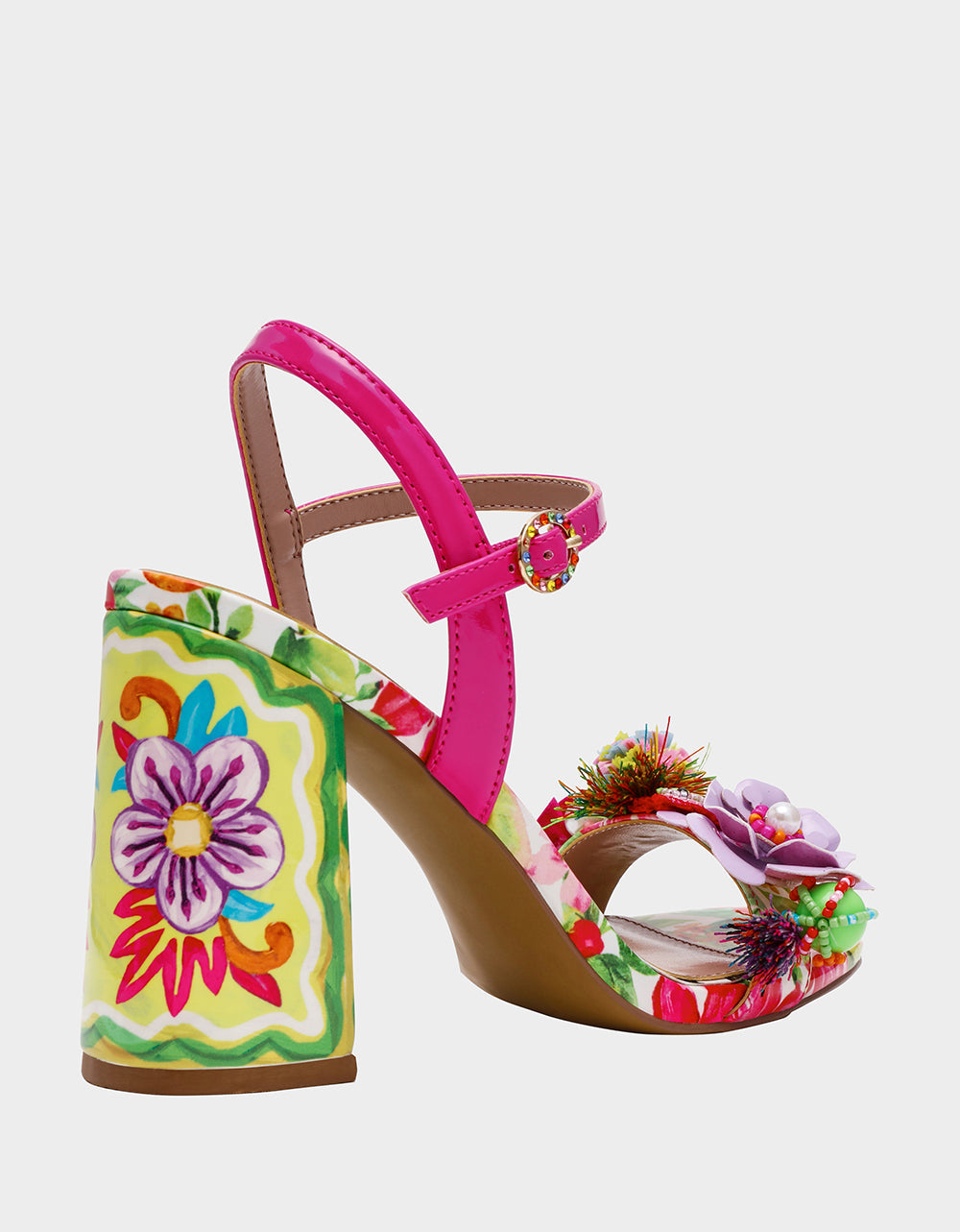 Betsey Johnson MASEN BRIGHT MULTI Women's Square-Toe Block Heel Floral Decal Heel