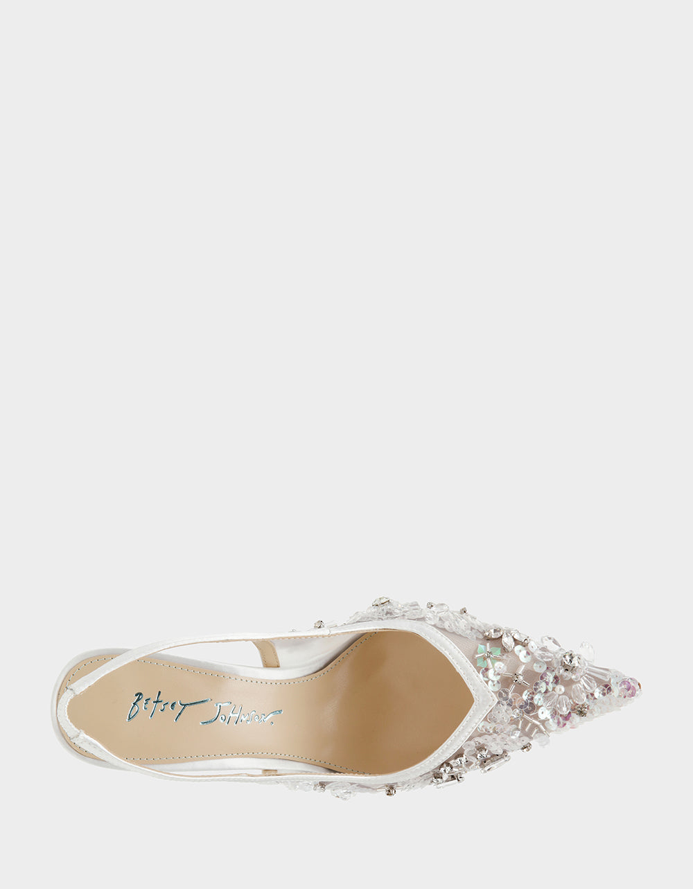Betsey Johnson EDDIE IVORY Women's Floral Embellished Slingback Mesh High Heel