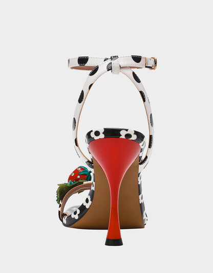 Betsey Johnson ADDISON Black/White Multi Women's Strappy Square-Toe Heel