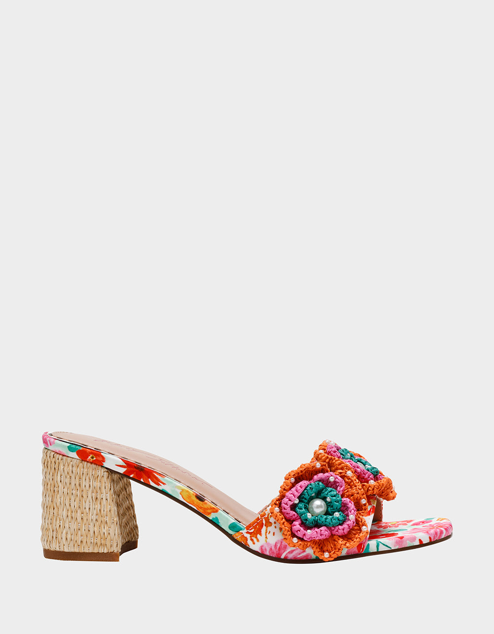Betsey Johnson DIETRICH WHITE MULTI Square-Toe Mule Heel