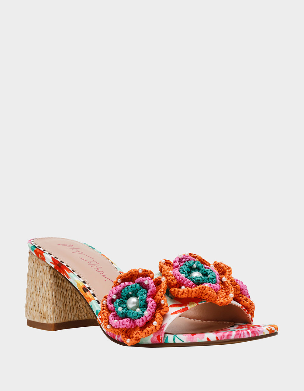 Betsey Johnson DIETRICH WHITE MULTI Square-Toe Mule Heel