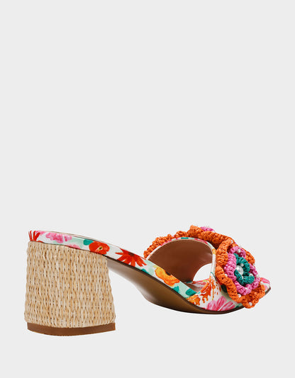 Betsey Johnson DIETRICH WHITE MULTI Square-Toe Mule Heel