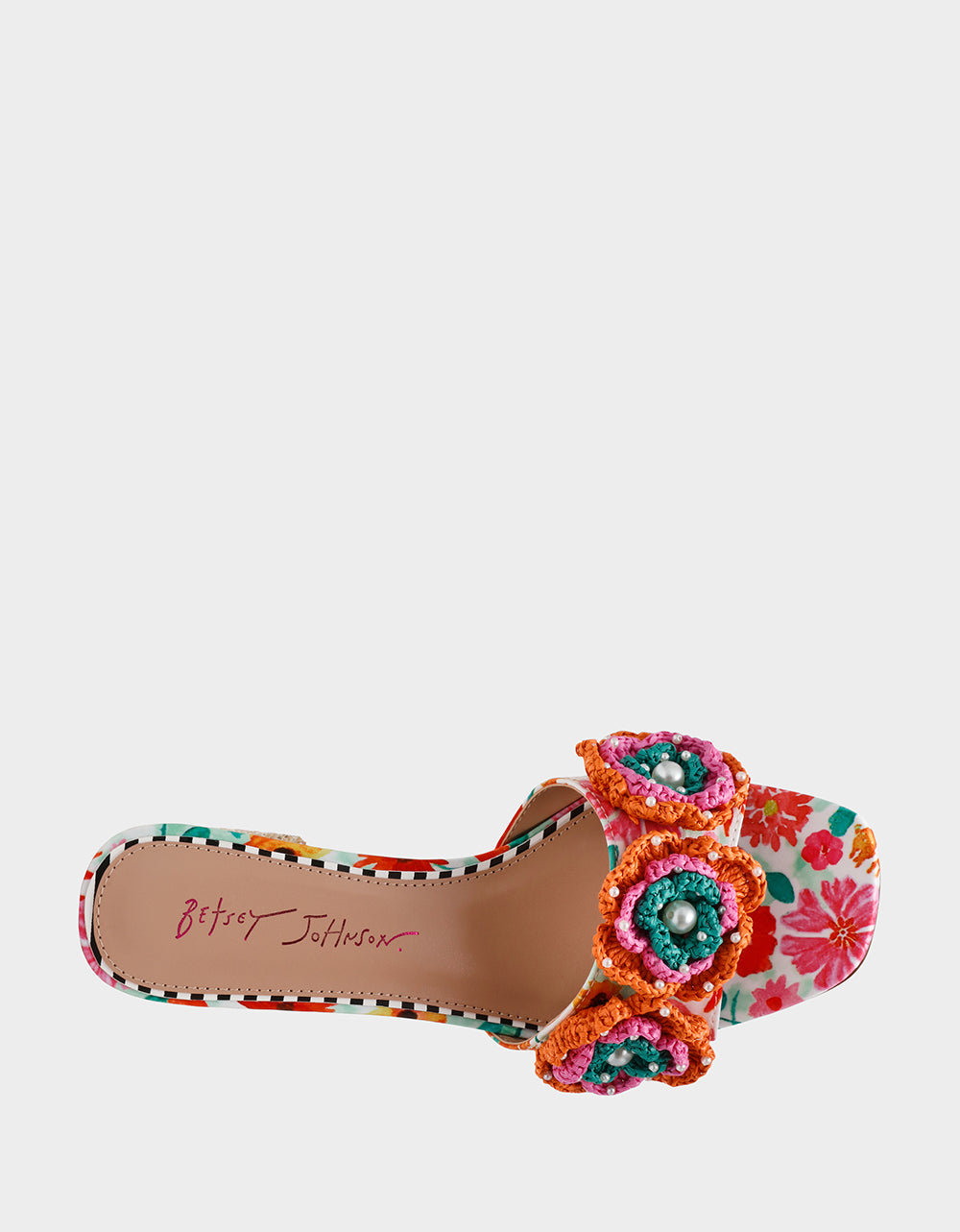 Betsey Johnson DIETRICH WHITE MULTI Square-Toe Mule Heel
