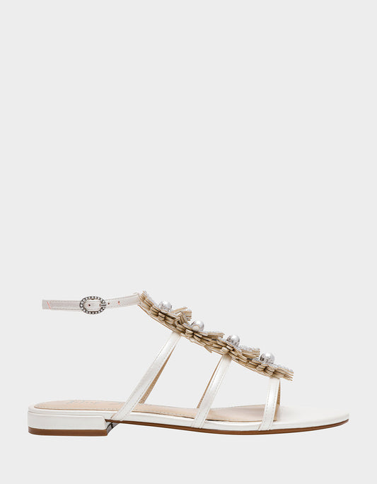 Betsey Johnson JOYCE IVORY Women's Strappy Rhinestone Embellished Sandal