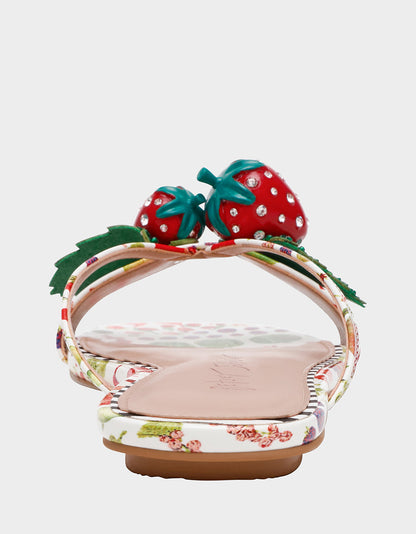 Betsey Johnson GARRIK WHITE MULTI Women's Thong Strappy Fruit Printed Sandal