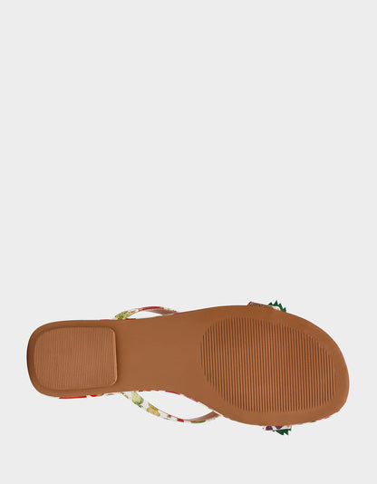 Betsey Johnson GARRIK WHITE MULTI Women's Thong Strappy Fruit Printed Sandal