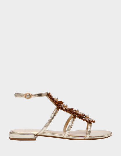 Betsey Johnson JOYCE GOLD Women's Strappy Rhinestone Embellished Sandal