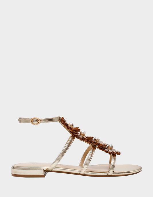 Betsey Johnson JOYCE GOLD Women's Strappy Rhinestone Embellished Sandal