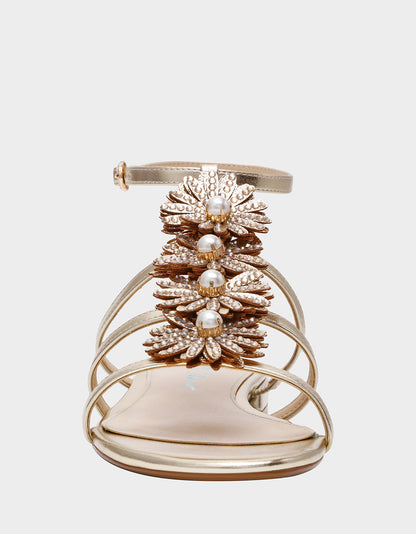 Betsey Johnson JOYCE GOLD Women's Strappy Rhinestone Embellished Sandal