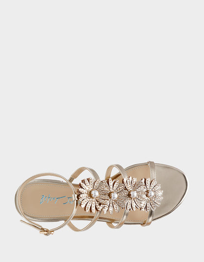 Betsey Johnson JOYCE GOLD Women's Strappy Rhinestone Embellished Sandal