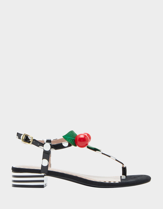 Betsey Johnson ASBURY BLACK WHITE MULTI Cherry Sandals