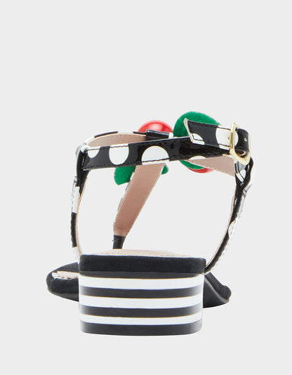 Betsey Johnson ASBURY BLACK WHITE MULTI Cherry Sandals