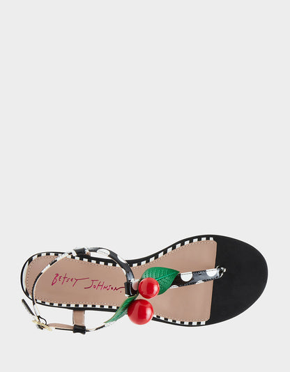 Betsey Johnson ASBURY BLACK WHITE MULTI Cherry Sandals