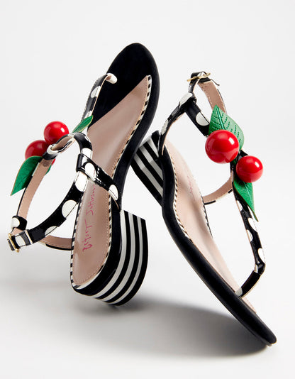 Betsey Johnson ASBURY BLACK WHITE MULTI Cherry Sandals