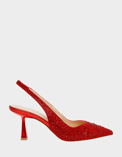 Betsey Johnson CLARK RED Slingback Kitten Heels