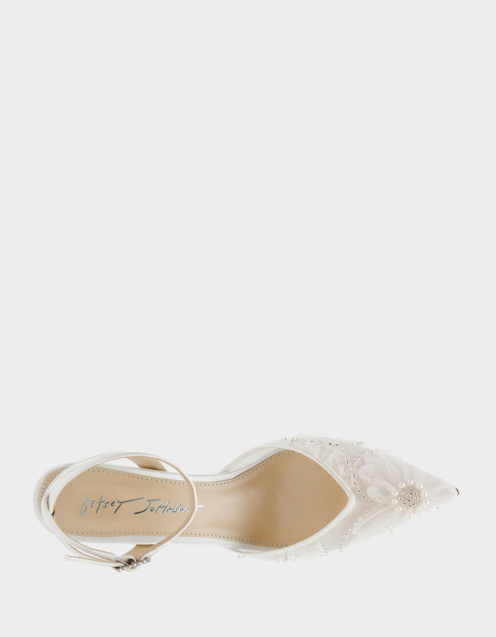 Betsey Johnson DELIA IVORY Pointed-Toe Bling Mesh Women's Heel