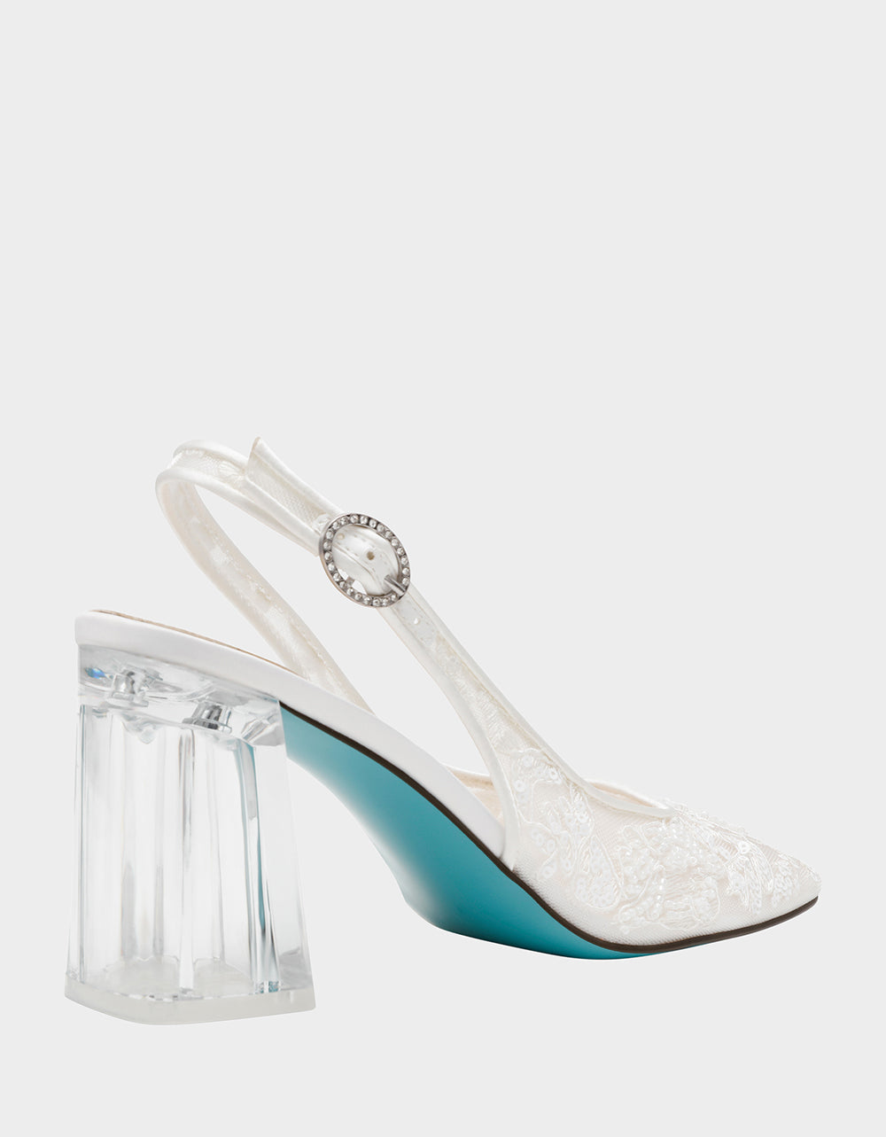Betsey Johnson NINAH IVORY Square-Toe Slingback Mesh Block Heels