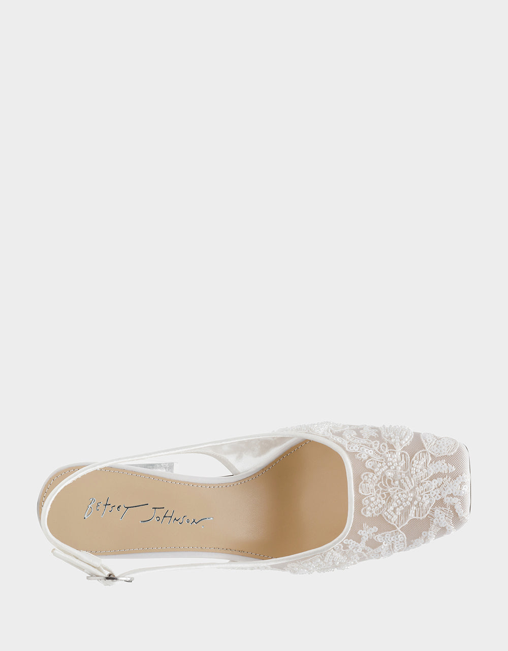 Betsey Johnson NINAH IVORY Square-Toe Slingback Mesh Block Heels
